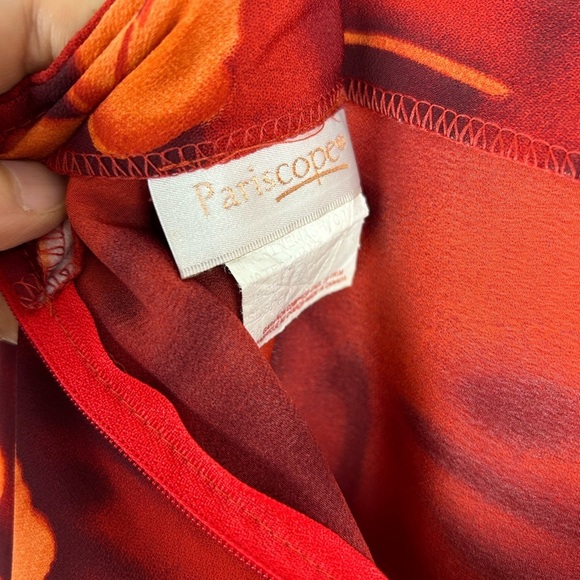 Pariscope Vibrant Orange Floral Skirt Size 10 - Picture 3 of 5